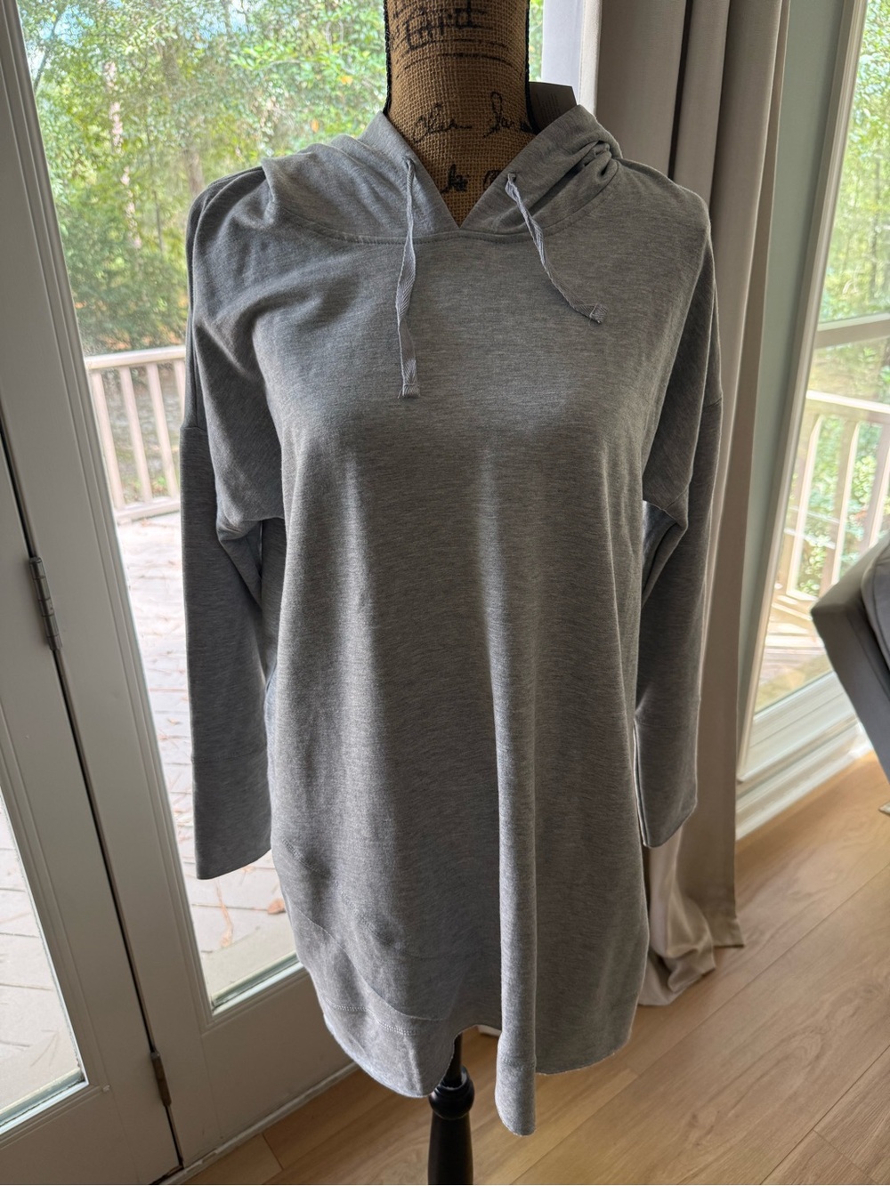 Soft Surroundings Heather Gray Hooded Crewneck